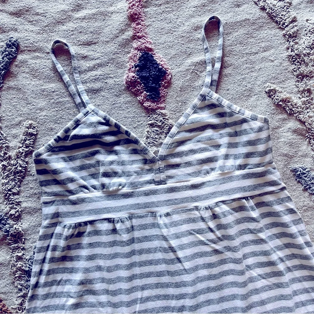 J. Crew 2007 Gray White Striped Nightgown Pajama Dress Loungewear size large L - Picture 3 of 7
